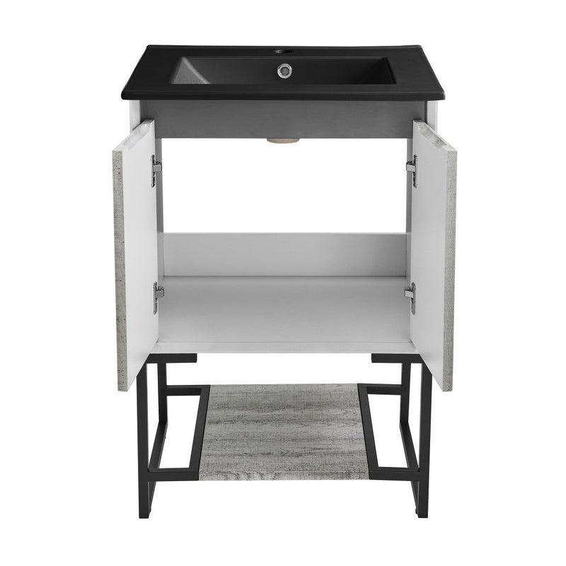 Swiss Madison Marseille 24 in. Gray Oak Bathroom Vanity With Black Ceramic Sink Top - SM-BV142MB