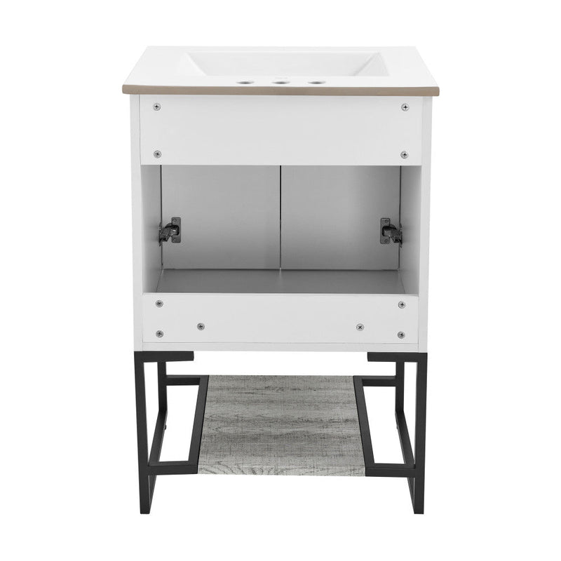 Swiss Madison Marseille 24 in. Gray Oak Bathroom Vanity With White, 3-Hole Ceramic Sink Top - SM-BV142-3