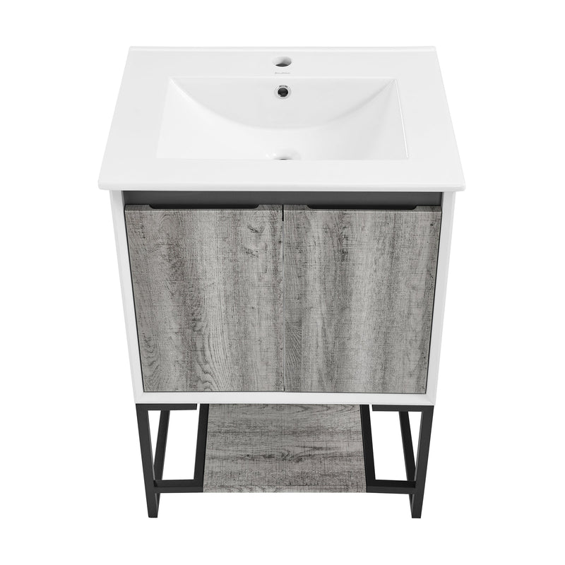Swiss Madison Marseille 24 Single, Two Doors, Open Shelf Bathroom Vanity - SM-BV142