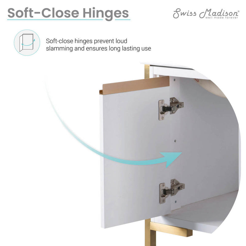 Swiss Madison Marseille 24 in. White Bathroom Vanity With Black, 3-Hole Ceramic Sink Top - SM-BV217WBG-3MB