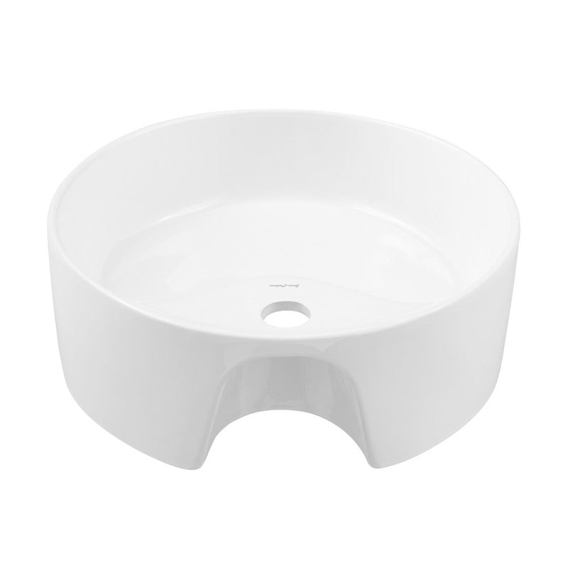 Swiss Madison Monaco 15.75" Round Console Sink with Faucet Mount, White Basin Brushed Gold Legs - SM-CS800BG