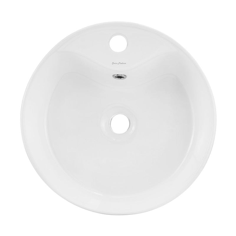 Swiss Madison Monaco 15.75" Round Console Sink with Faucet Mount, White Basin Brushed Gold Legs - SM-CS800BG