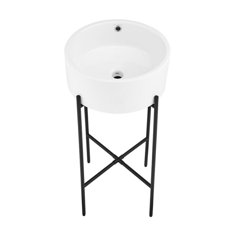Swiss Madison Monaco 16.5" Round Console Sink, White Basin Matte Black Legs - SM-CS801MB