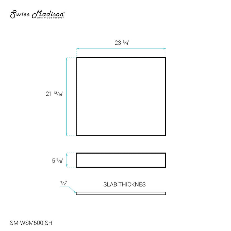 Swiss Madison Monaco 24" Floating Bathroom Shelf in White Marble(SM-VS252) - SM-WSM600-SH