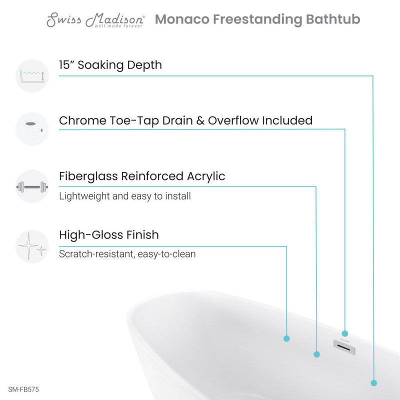 Swiss Madison Monaco 67" Freestanding Bathtub - SM-FB575