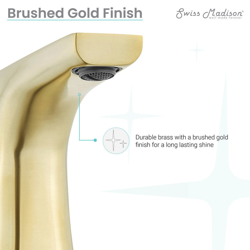 Swiss Madison Monaco 8 in. Widespread, 2-Handle, Bathroom Faucet in Brushed Gold - SM-BF22BG