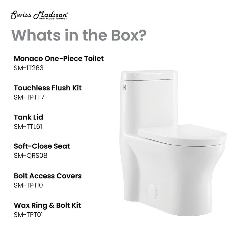 Swiss Madison Monaco One-Piece Elongated Toilet Dual-Flush 1.1/1.6 gpf, Touchless - SM-1T263