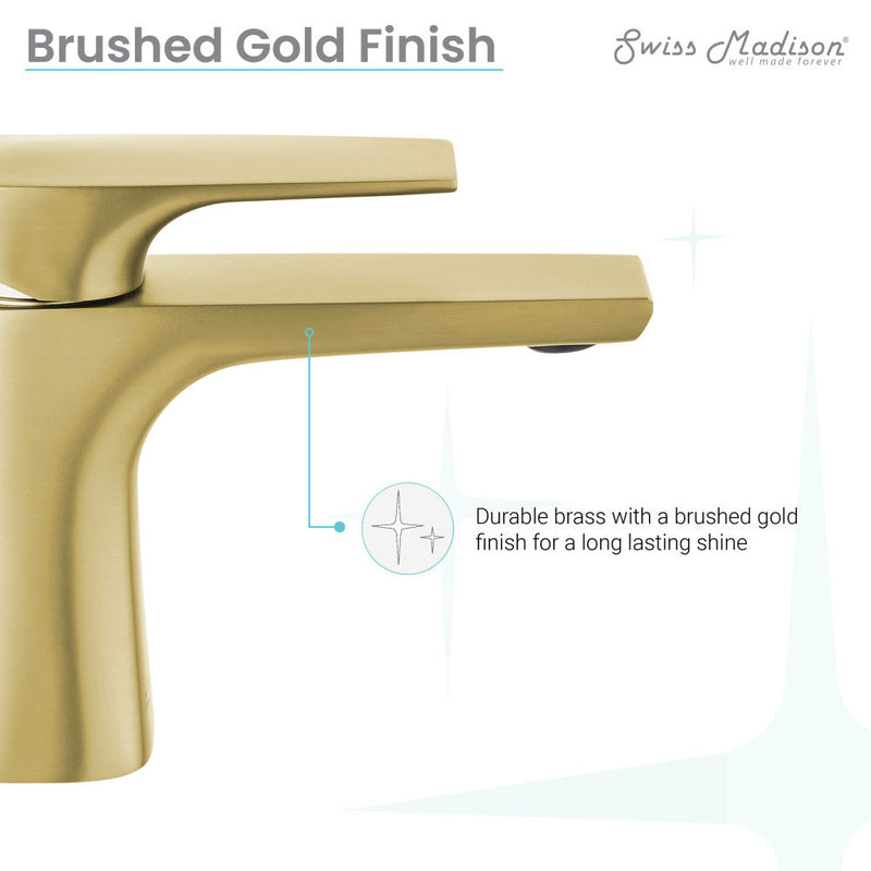 Swiss Madison Monaco Single Hole, Single-Handle, Bathroom Faucet in Brushed Gold - SM-BF20BG