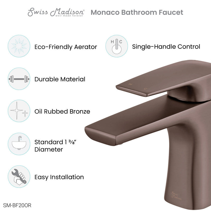 Swiss Madison Monaco Single Hole, Single-Handle, Bathroom Faucet in Oil Rubbed Bronze - SM-BF20OR