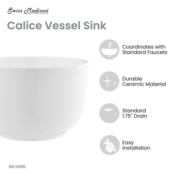 Swiss Madison Calice 15'' Vessel Sink in White - SM-VS390
