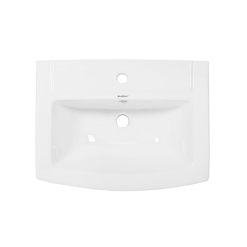 Swiss Madison Sublime Two-Piece Glossy White Ceramic Rectangular Pedestal Sink - SM-PS306