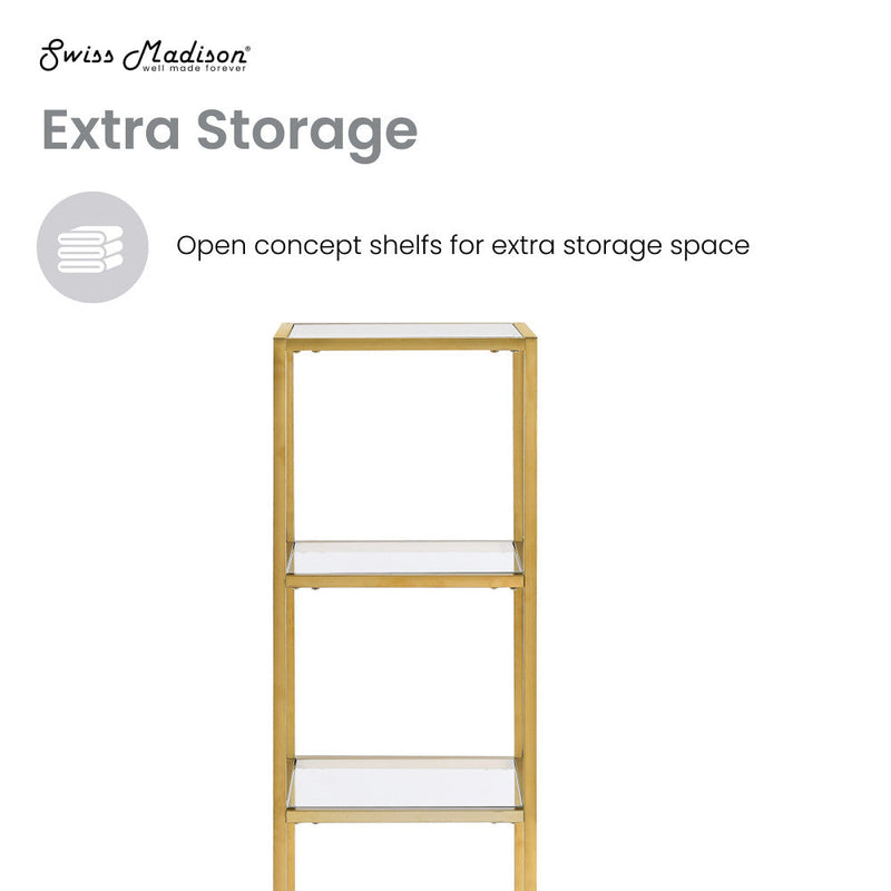 Swiss Madison Pierre 16"x65"x14" Freestanding Linen Cabinet in Brushed Gold - SM-BC51BG