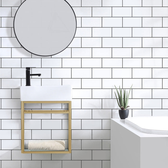 Swiss Madison Pierre 19.5 Single, Open Shelf, Gold Metal Frame Bathroom Vanity - SM-BV551G