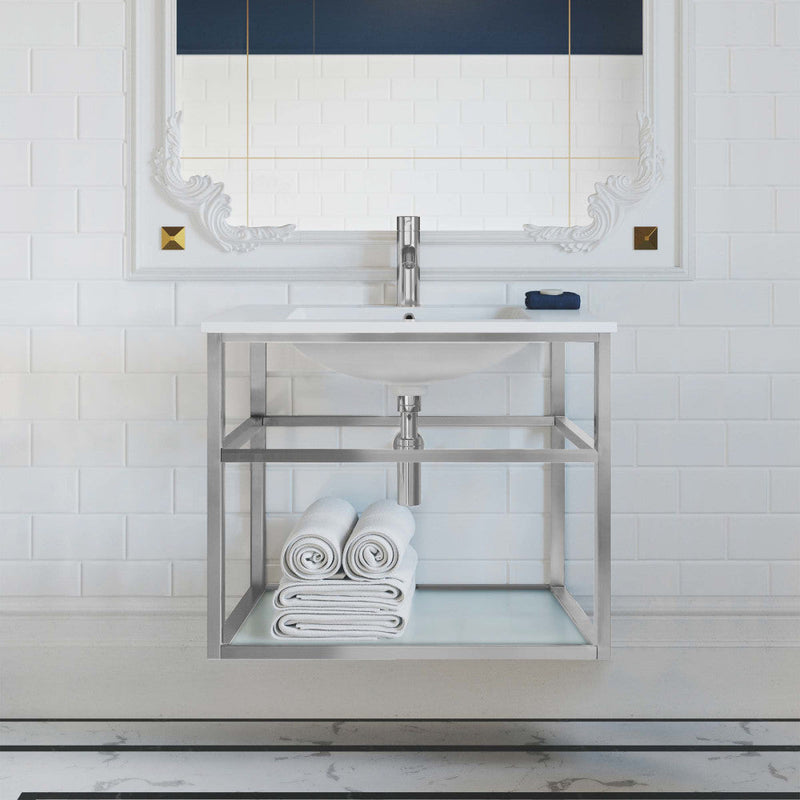 Swiss Madison Pierre 30 Single, Open Shelf, Chrome Metal Frame Bathroom Vanity - SM-BV556C