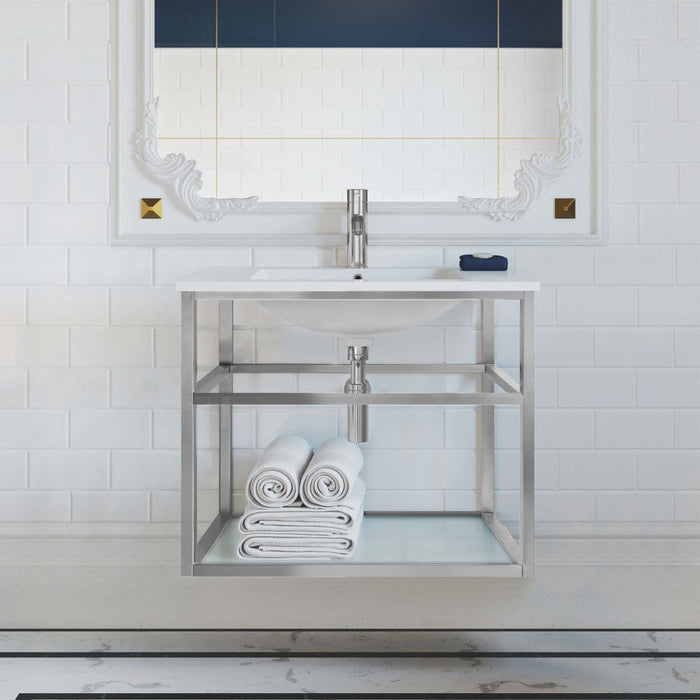 Swiss Madison Pierre 30 Single, Open Shelf, Chrome Metal Frame Bathroom Vanity - SM-BV556C