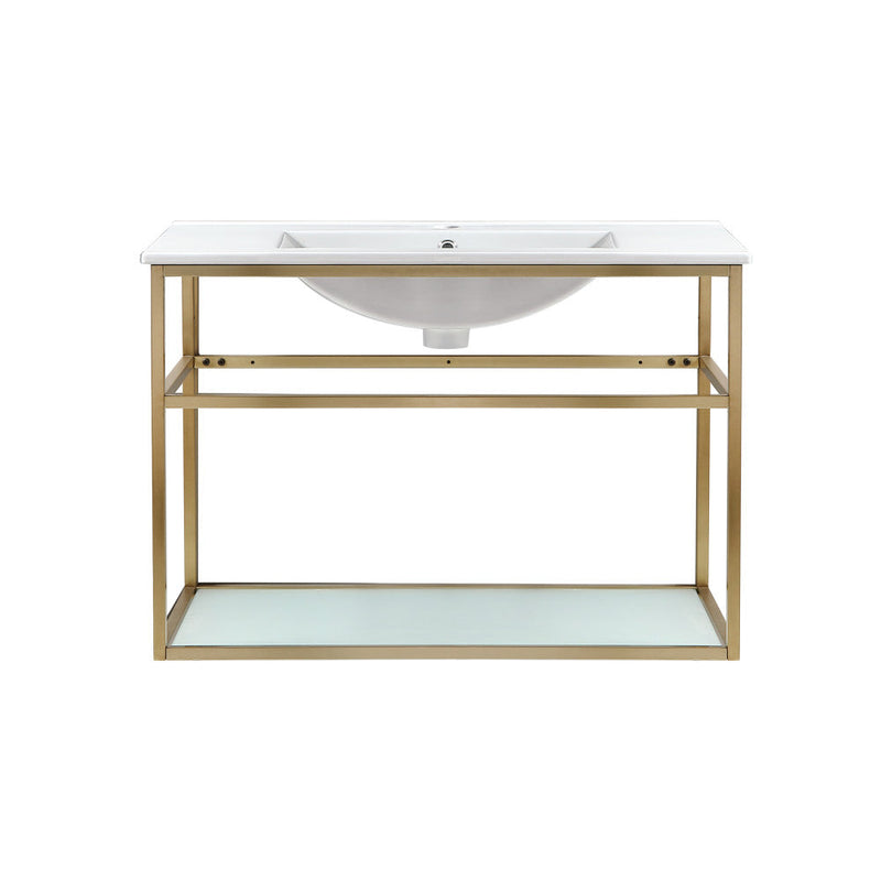 Swiss Madison Pierre 30 Single, Open Shelf, Gold Metal Frame Bathroom Vanity - SM-BV556G