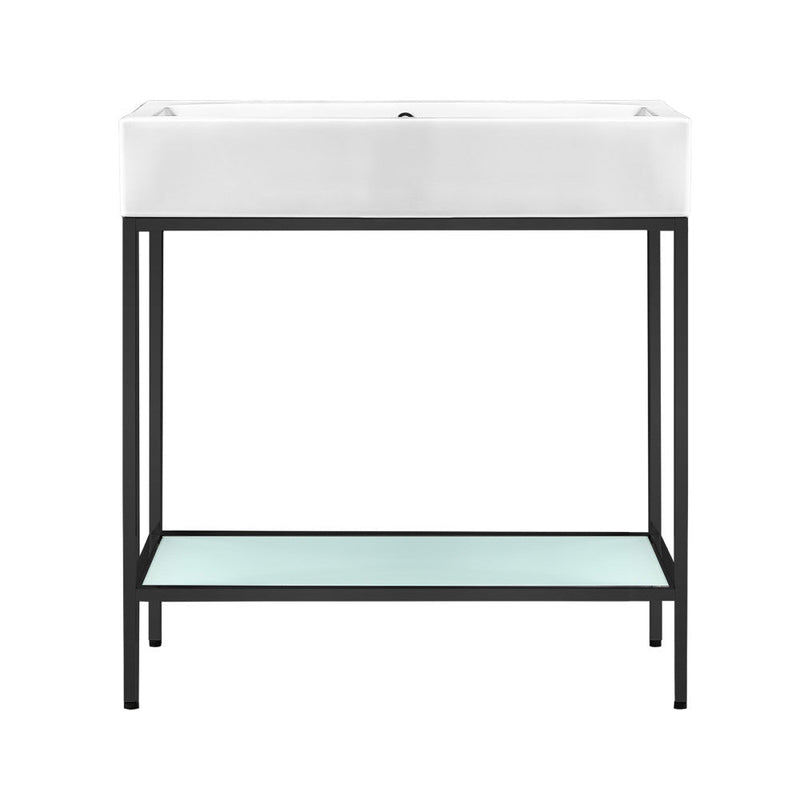 Swiss Madison Pierre 32 Single, Freestanding, Open Shelf, Matte Black Metal Frame Bathroom Vanity - SM-BV72MB