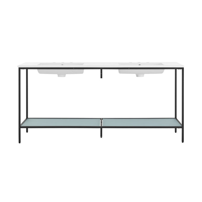 Swiss Madison Pierre 72 Double, Freestanding, Open Shelf, Matte Black Metal Frame Bathroom Vanity - SM-BV172