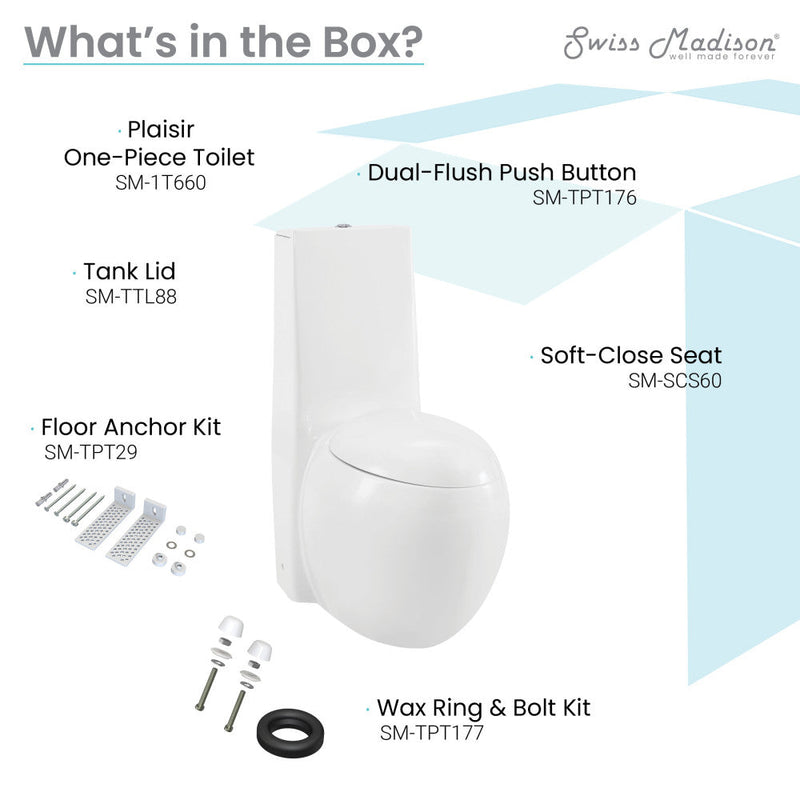 Swiss Madison Plaisir One-Piece Elongated Toilet Dual-Flush 1.1/1.6 gpf - SM-1T660