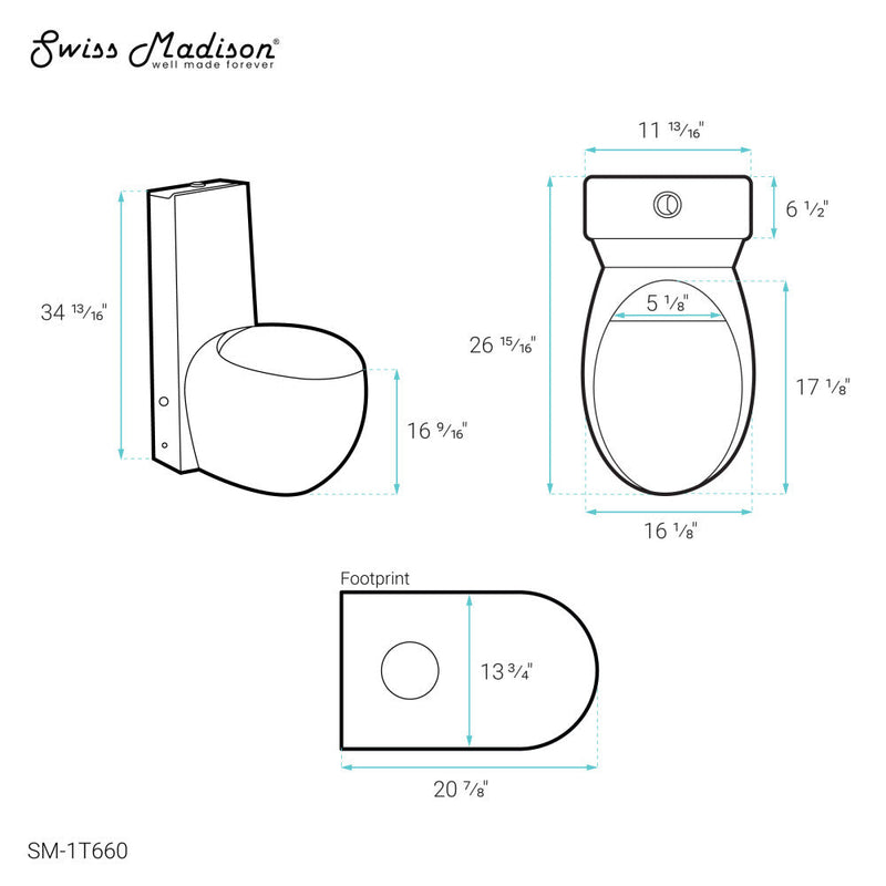 Swiss Madison Plaisir One-Piece Elongated Toilet Dual-Flush 1.1/1.6 gpf - SM-1T660