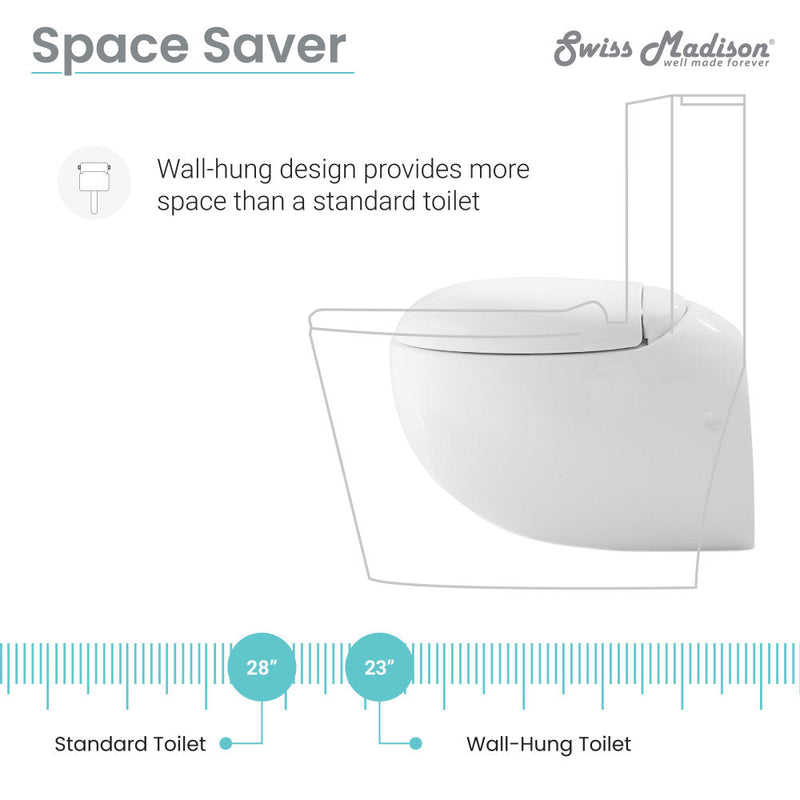 Swiss Madison Plaisir Wall-Hung Elongated Toilet Bowl - SM-WT660