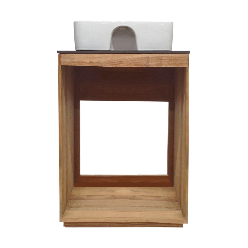 Swiss Madison Rennes 24" Reclaimed Wood Vanity in Natural Teak with Slate Countertop and Single Hole Vessel Sink - SM-BV369TKSL