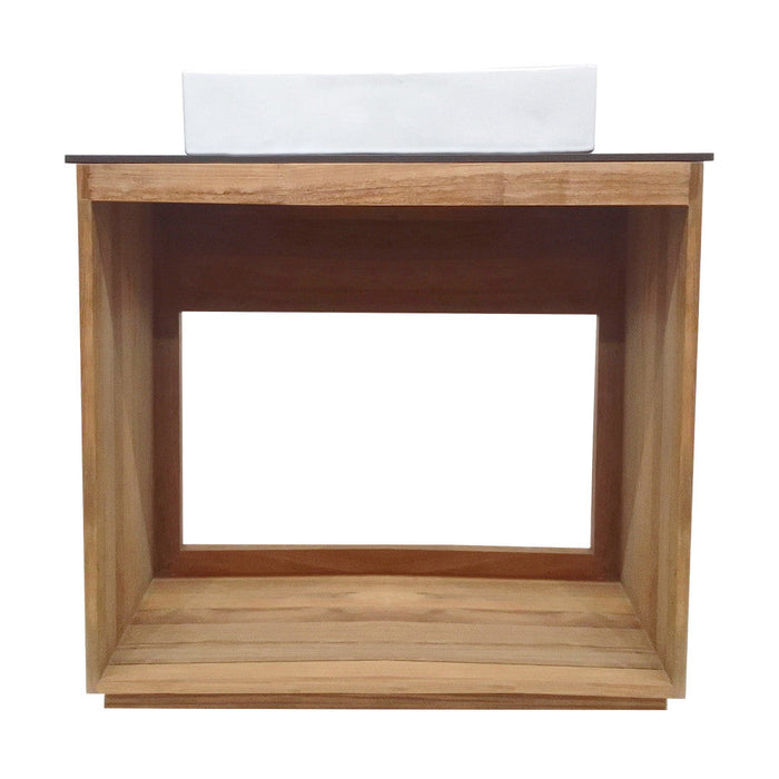 Swiss Madison Rennes 36" Reclaimed Wood Vanity in Natural Teak with Slate Countertop and Single Hole Vessel Sink - SM-BV370TKSL