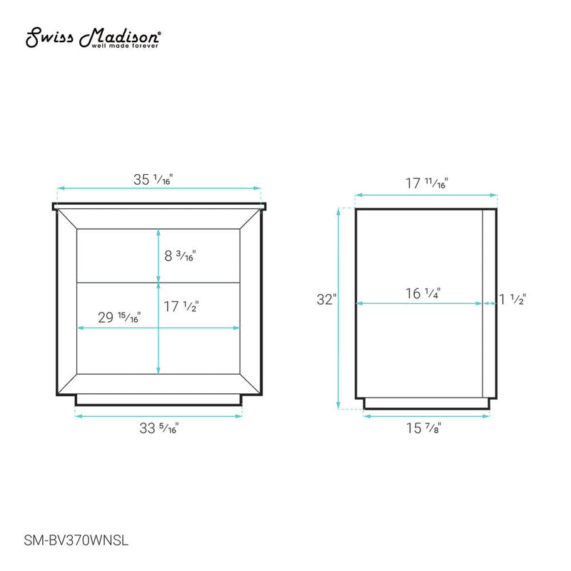 Swiss Madison Rennes 36" Reclaimed Wood Vanity in Walnut with Slate Countertop and Single Hole Vessel Sink - SM-BV370WNSL