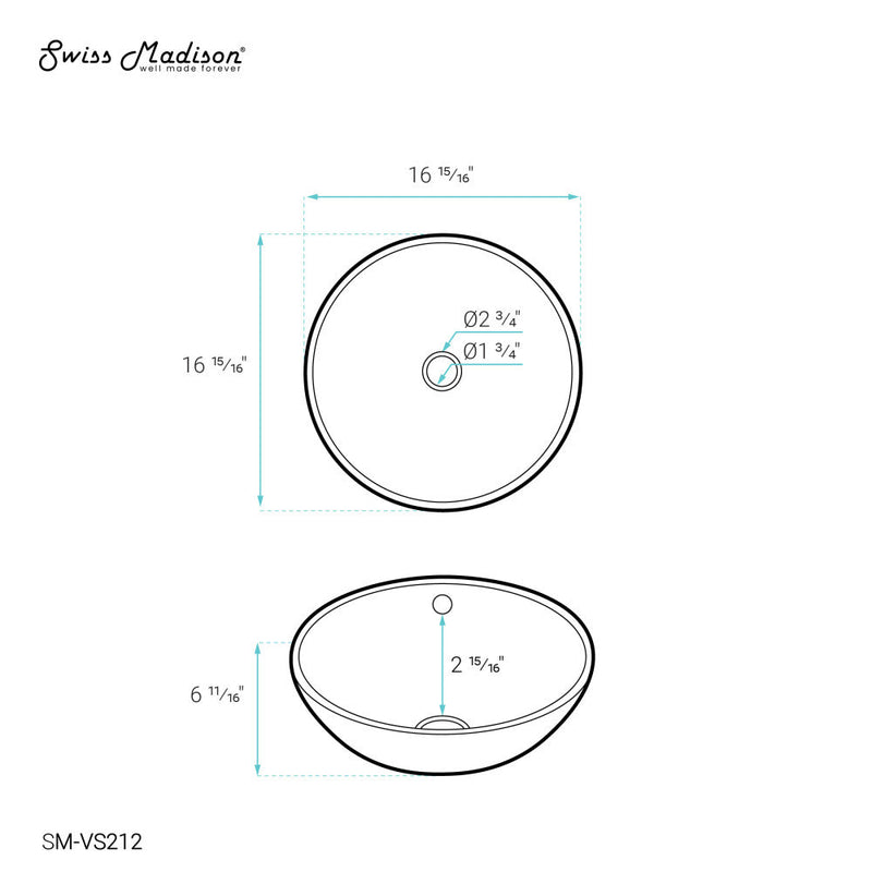 Swiss Madison Sublime Round Vessel Sink - SM-VS212