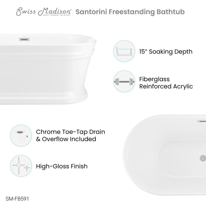Swiss Madison Santorini 60" Freestanding Tub - SM-FB591