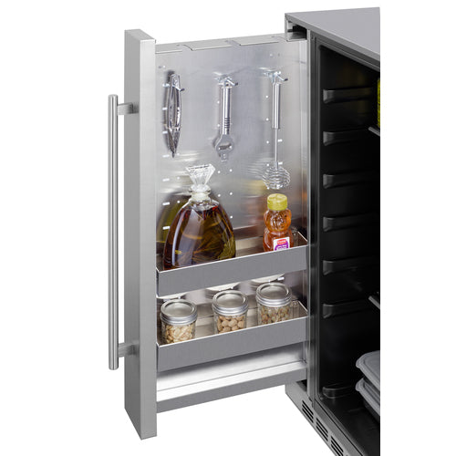 Summit Shallow Depth 24" Wide Built-In All-Refrigerator With Slide-Out Storage Compartment FF19524