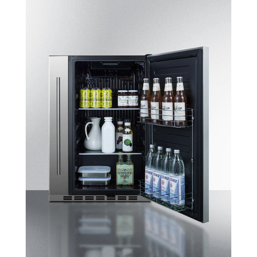 Summit Shallow Depth 24" Wide Built-In All-Refrigerator With Slide-Out Storage Compartment FF19524