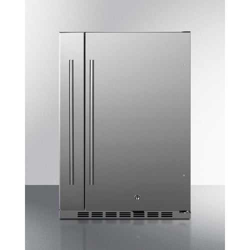 Summit Shallow Depth 24" Wide Outdoor Built-In All-Refrigerator With Slide-Out Storage Compartment SPR196OS24