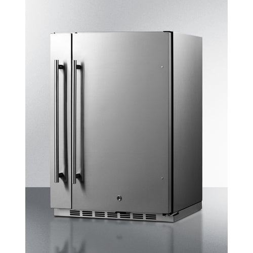 Summit Shallow Depth 24" Wide Outdoor Built-In All-Refrigerator With Slide-Out Storage Compartment SPR196OS24