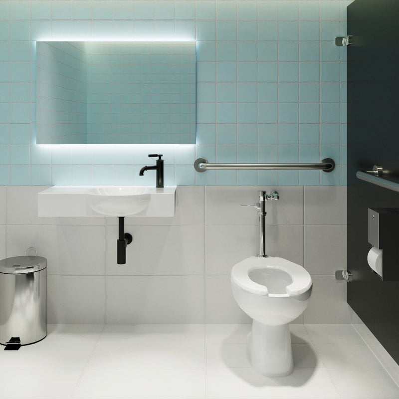 Swiss Madison Sirene Floor-Mounted Commercial Elongated Top Flush Spud Flushometer Toilet Bowl - SM-CT100