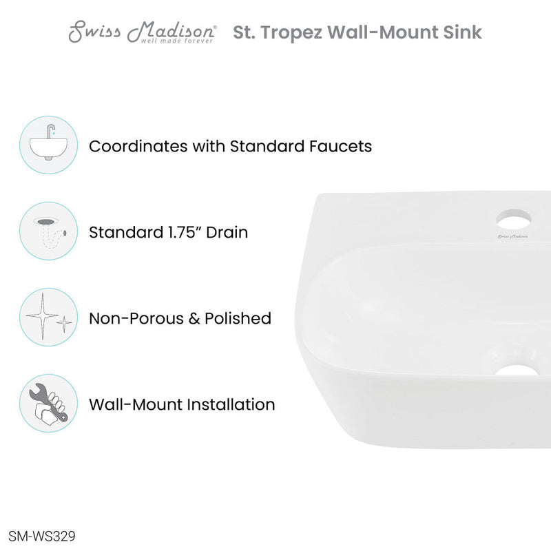 Swiss Madison St Tropez Wall Hung Sink - SM-WS329