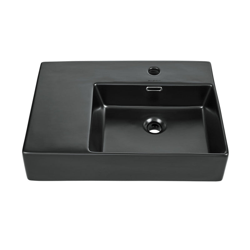 Swiss Madison St. Tropez 24 x 18 Ceramic Wall Hung Sink with Right Side Mount, Matte Black - SM-WS323MB