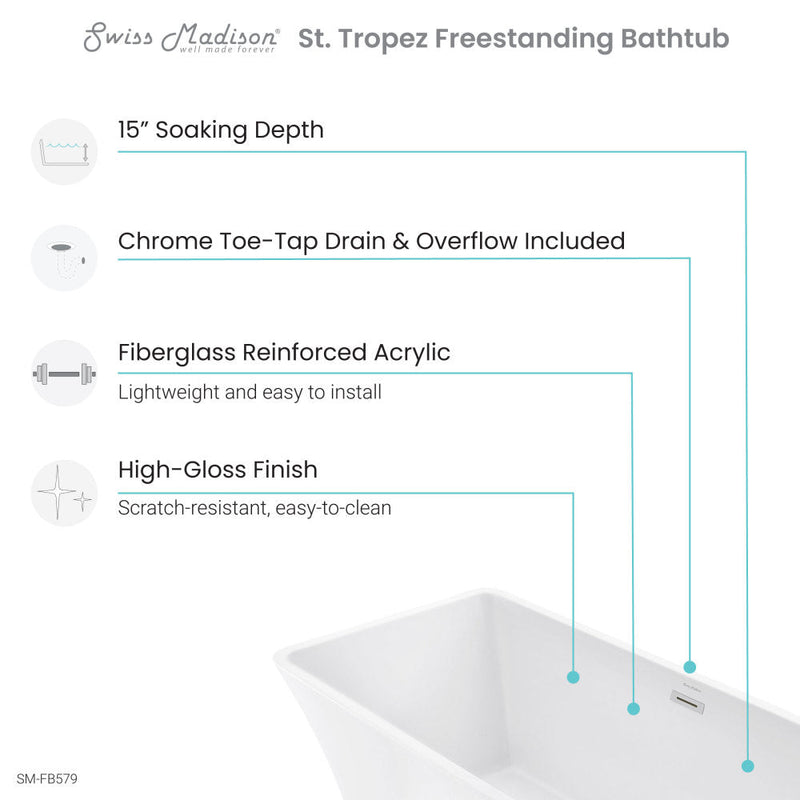 Swiss Madison St. Tropez 67" Freestanding Bathtub - SM-FB579