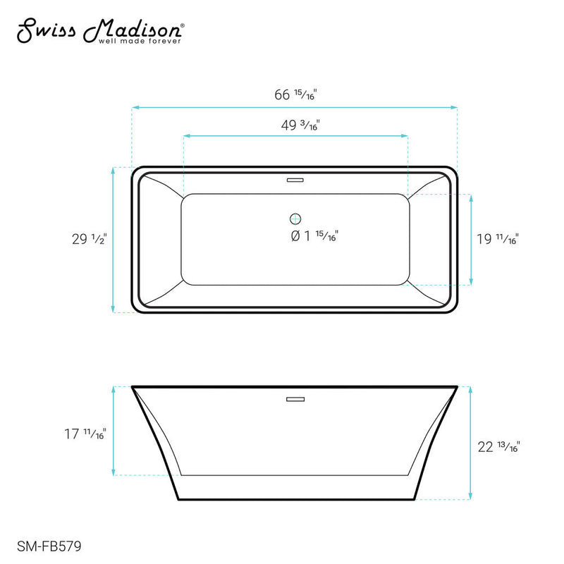 Swiss Madison St. Tropez 67" Freestanding Bathtub - SM-FB579