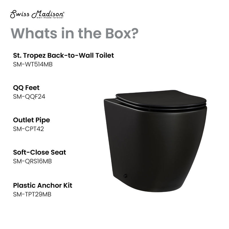 Swiss Madison St. Tropez Back-to-Wall Elongated Toilet Bowl - SM-WT514MB