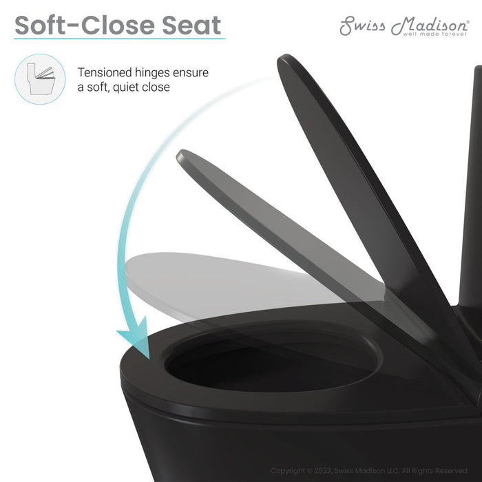 Swiss Madison St. Tropez One Piece Elongated Toilet Dual Vortex™ Flush in Matte Black, Black Hardware 1.1/1.6 gpf - SM-1T254MBHB