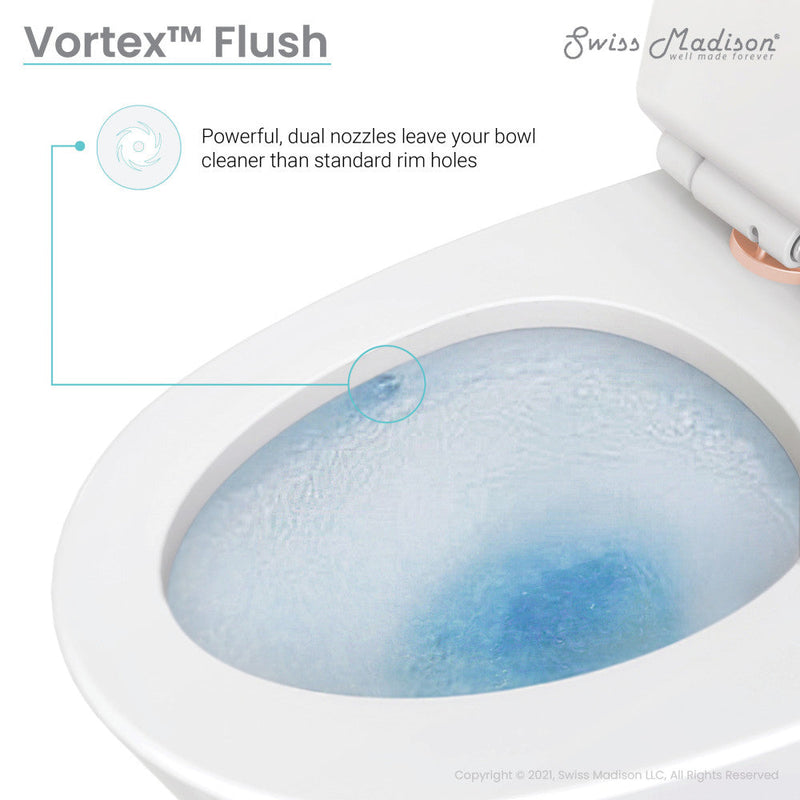 Swiss Madison St. Tropez One Piece Elongated Toilet Dual Vortex™ Flush, Rose Gold Hardware - SM-1T254HBG
