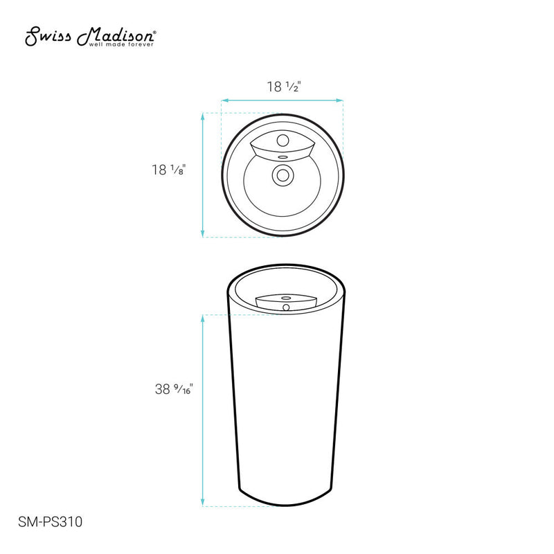 Swiss Madison St. Tropez Circular One Piece Pedestal Sink - SM-PS310