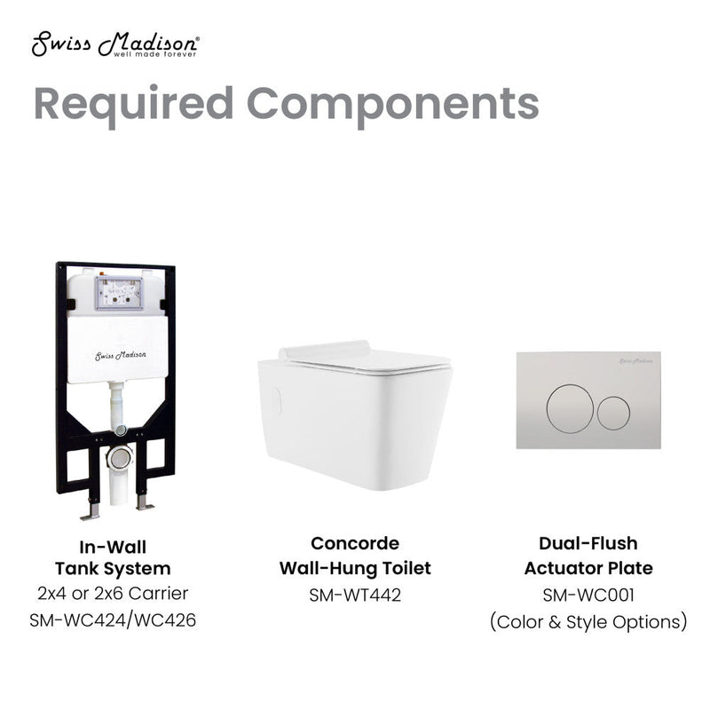 Swiss Madison Concorde Wall-Hung Square Toilet Bowl - SM-WT442