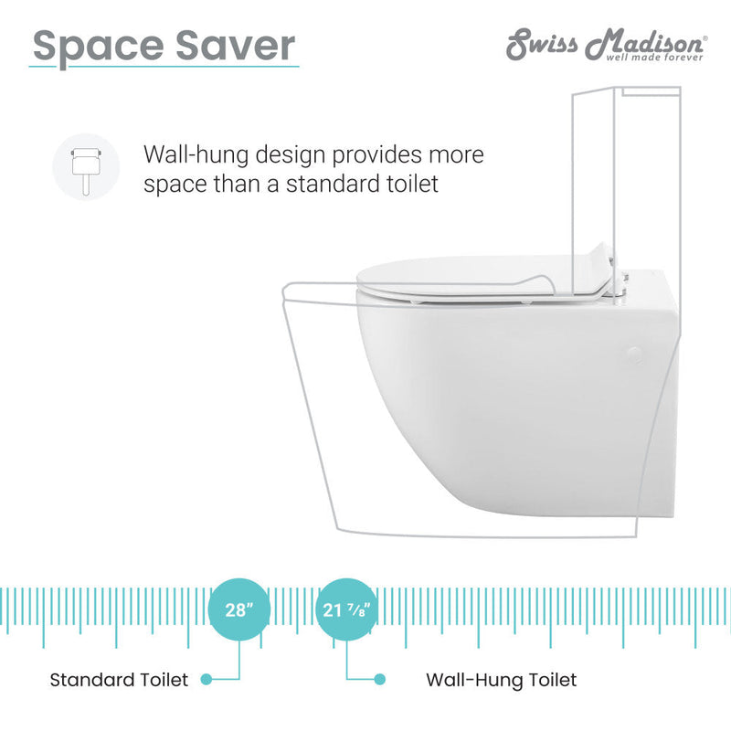 Swiss Madison St. Tropez Wall Hung Toilet Bundle (SM-WT449, SM-WC424, SM-WC001C) - SM-WK449