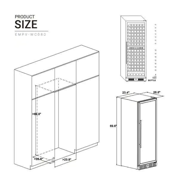 Empava - 70-inch Dual Zone Wine Cooler Tall Wine Fridge - EMPV-WC08D - IMG15