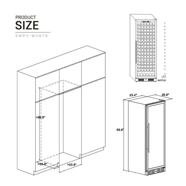 Empava - 70-inch Wine Cooler Tall Wine Fridge - EMPV-WC07S - IMG15