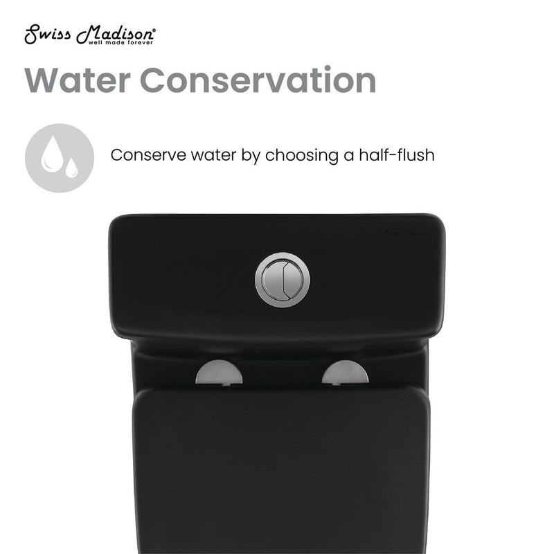 Swiss Madison Sublime II One-Piece Round Toilet Dual-Flush 1.1/1.6 gpf in Matte Black - SM-1T257MB