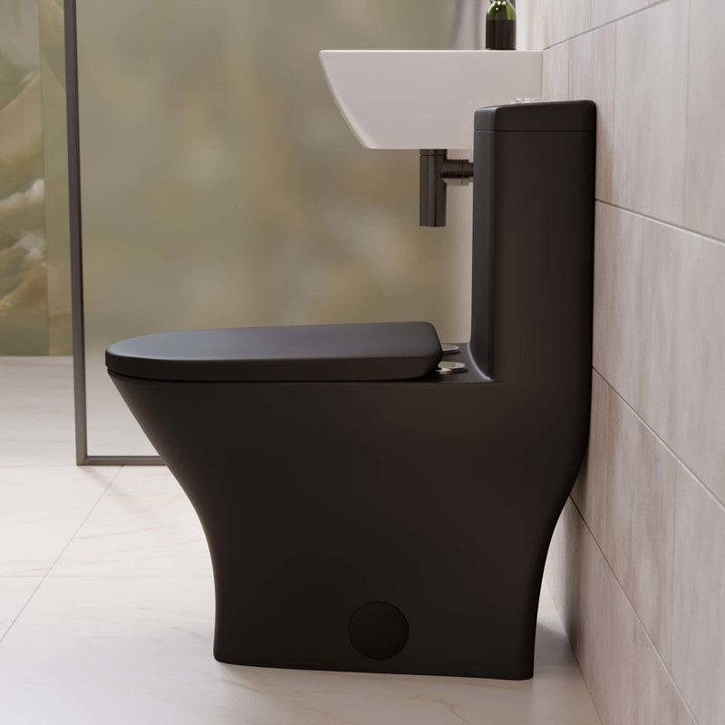 Swiss Madison Sublime II One-Piece Round Toilet Dual-Flush 1.1/1.6 gpf in Matte Black - SM-1T257MB