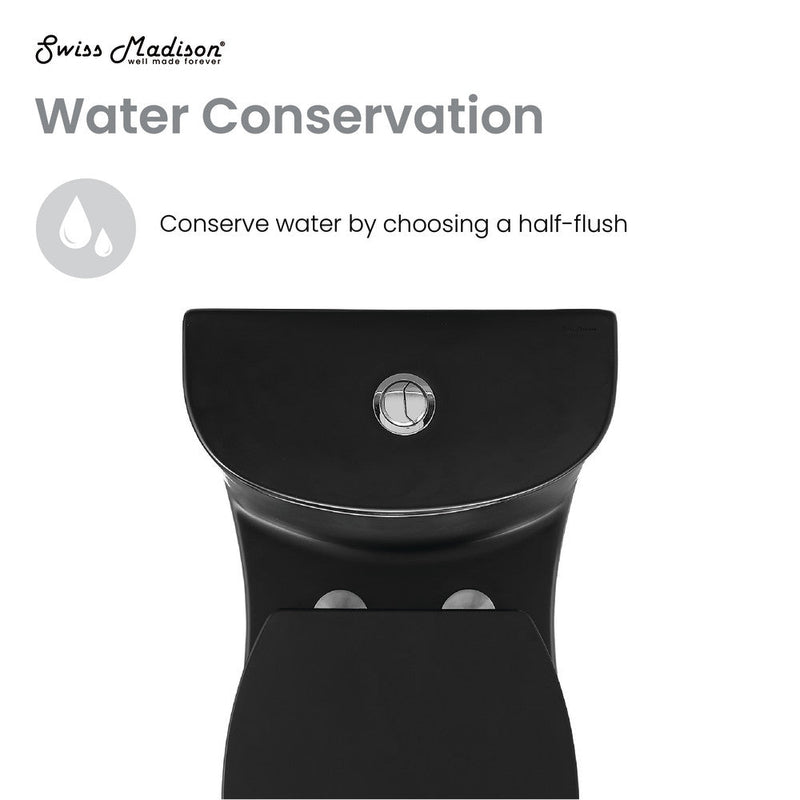 Swiss Madison Sublime One-Piece Elongated Toilet Dual-Flush in Matte Black 1.1/1.6 gpf - SM-1T205MB